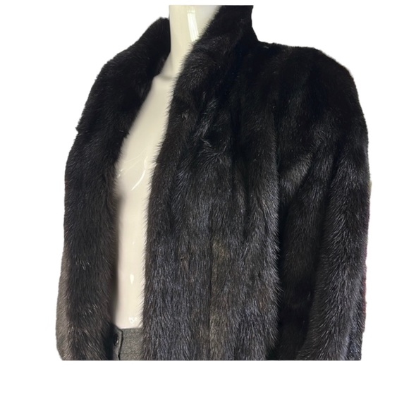 Mink long coat in black, size Small, EUC - Picture 4 of 16